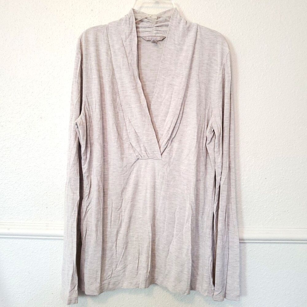 Banana Republic Womens Medium Heather Beige Surplice V-Neck Long Sleeve Top